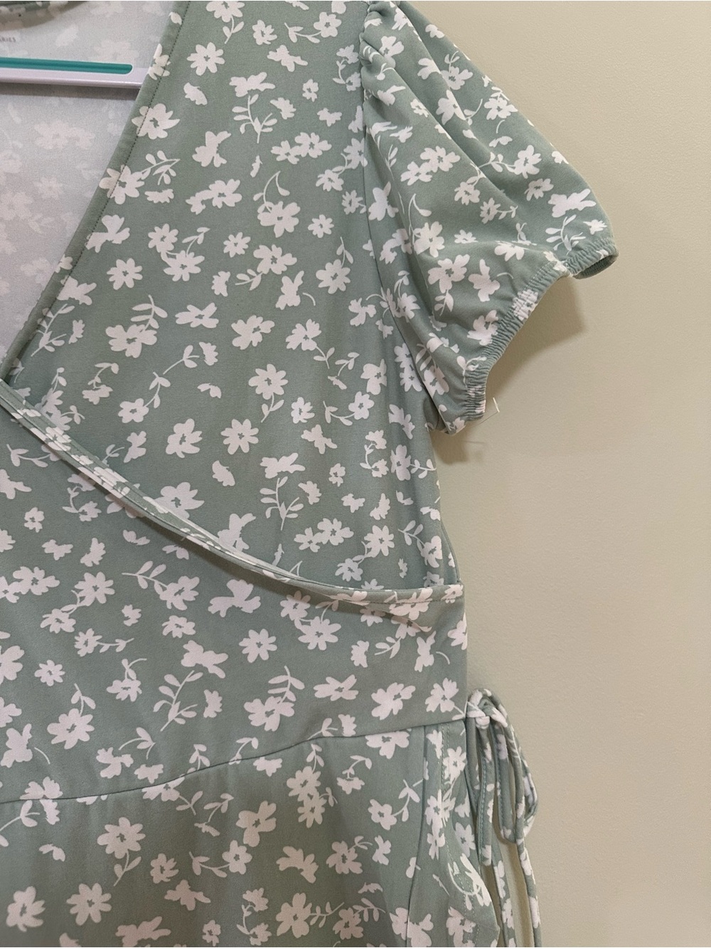 No Boundaries Sage Green Floral Wrap Mini Dress - Picture 4 of 7